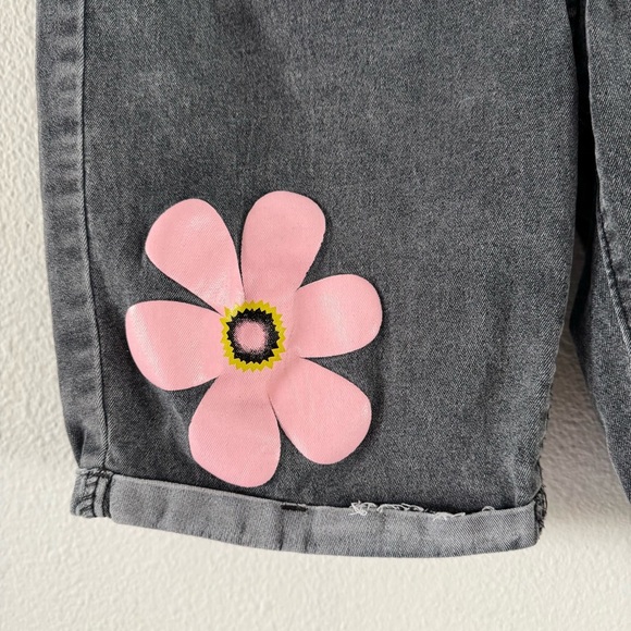 Gray Button Fly Asymmetrical Zip Long Shorts print Floral Modern Street Med NEW - Picture 9 of 13